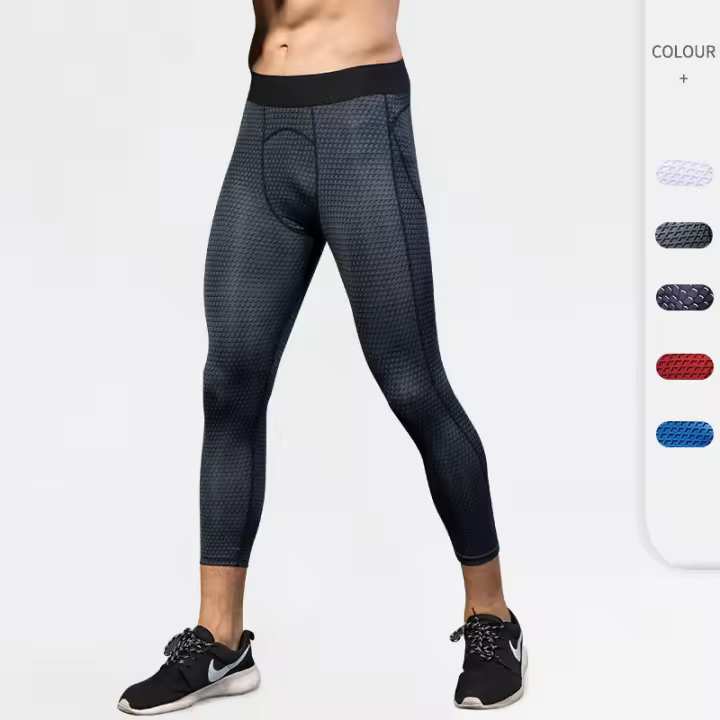 Pantalones de entrenamiento de compresión para hombre, mallas cortas deportivas de secado rápido para gimnasio, Fitness, culturismo, 
Leggings de capa Base para correr con - 1