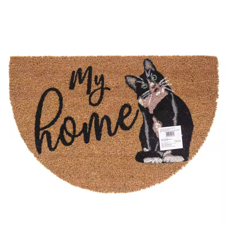 Felpudo de Coco Natural con Base Antideslizante, Absorbente para la entrada de casa, Ideal para Puerta Exterior o Pasillo. Gato My Home. 3 tamaños disponibles - 1