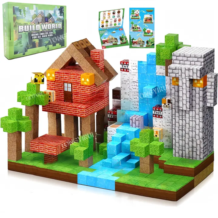 Juguete De Bloques De Construcción Magnéticos Set De Mundo Minero Educativo STEM Sensorial Regalo Navideño Para Niños - 1