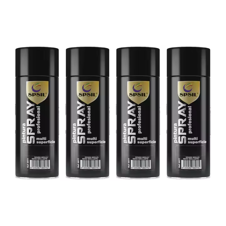 Pack 4 Pinturas Spray 400ml, Spray Acrílico para Metal / Madera / Plástico - Multifunción Cartón, Cerámica y Más - Amplia Gama de Colores y Acabados - Spsil - 1