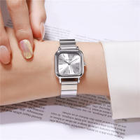 Reloj De Pulsera De Mujer Simple Cuadrado Dial Acero Vestido De Moda Y Casual Resistente Al Agua Displays De Numeración Romana - details 1
