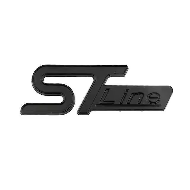 AUTOZOCO Emblema Adhesivo ST Line, Emblema ST Line, Insignia ST Line, Insignia Adhesiva ST Line, Apto para Lateral, Compatible con Ford, Material Metal, 6 cm Ancho x 2.1 cm Alto, Negro - 1
