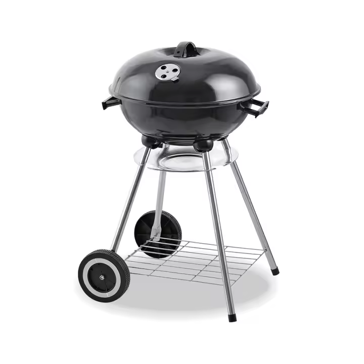 BARBACOA METALICA DE PIE CON TAPA Y RUEDAS Ã˜44x70cm. COLOR NEGRO EDM - 1