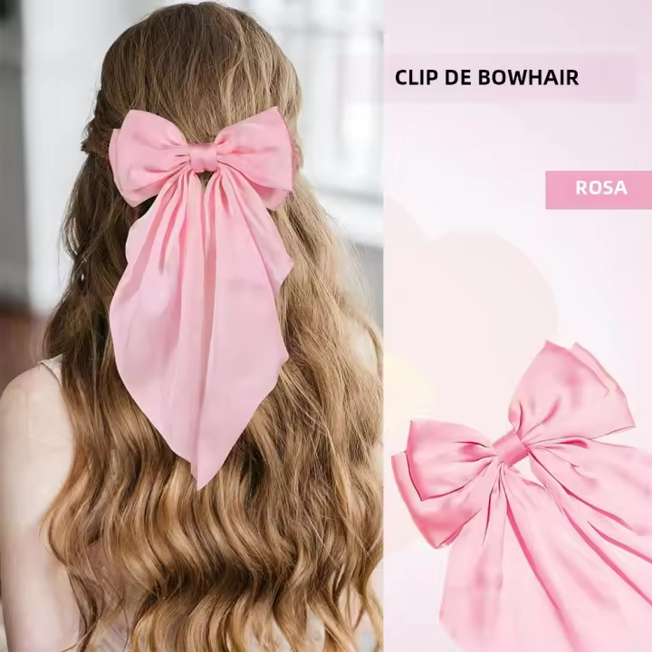 Diademas De Satén Sólido Para Niñas Colores Rosa/Negro/Blanco Accesorios De Cabello Para Mujer Diadema De Clip De Moda Para Primavera - 1