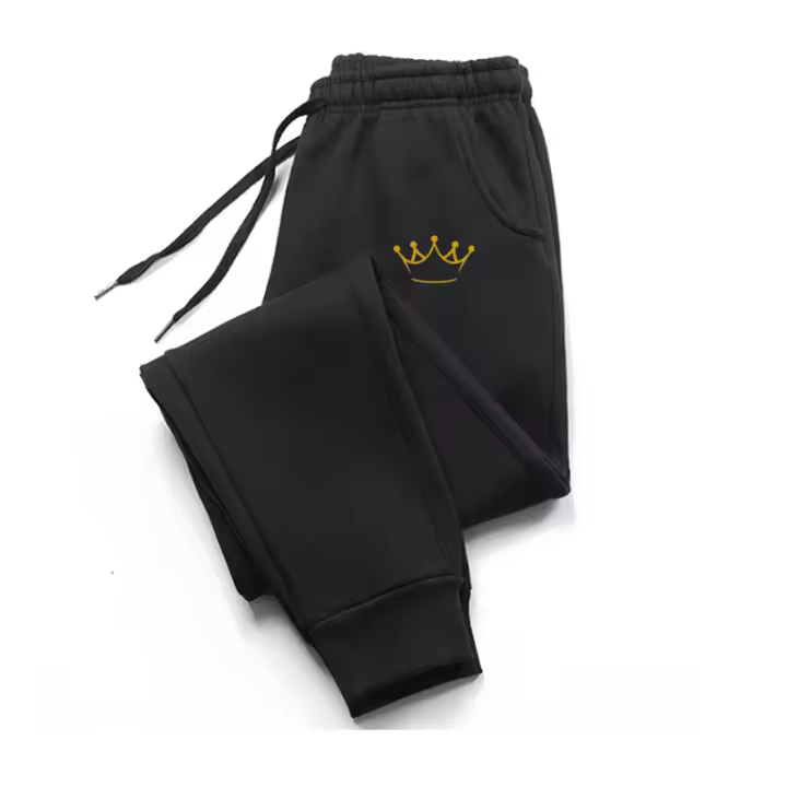 Pantalones Deportivos Casuales Para Hombre 2024 Con Estampado De Corona Cinturón Ajustable Pantalones De Corrida Estilo Baggy - 1