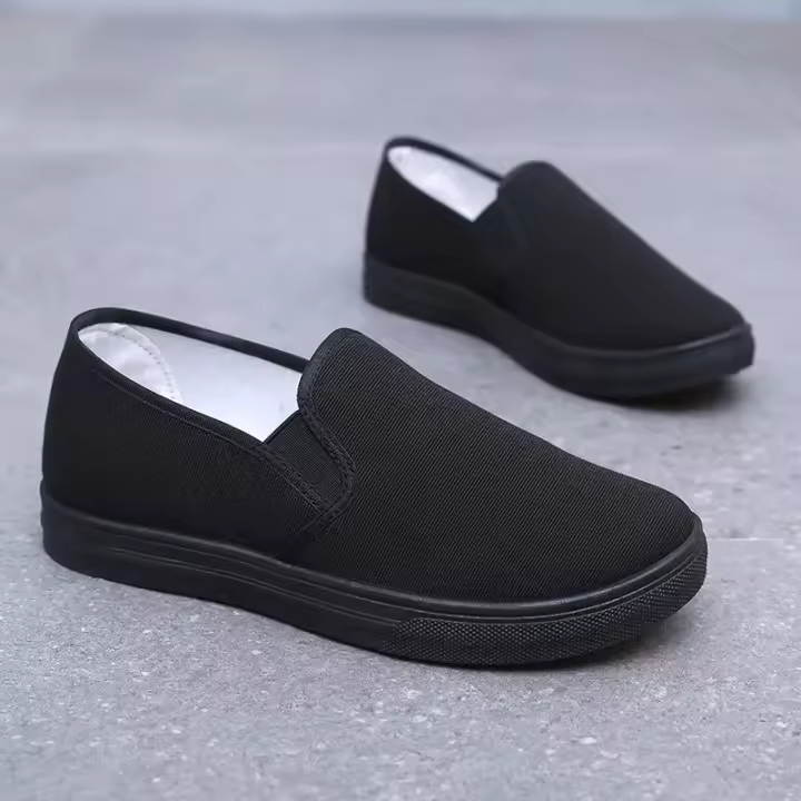 Zapatos De Mujer A141 Talla Grande En Cuero Sintético Y Lona Antideslizantes Negros Y Blancos Para Estudiantes Escuela Primavera Verano Slip on - 1