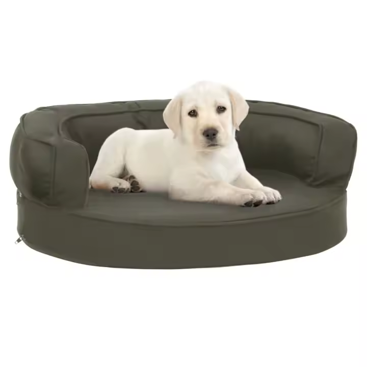 Colchón para Cama de Perro ergonómico aspecto Lino gris 60x42cm - 1