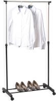 Perchero Móvil con Ruedas Metalizado Negro, Altura Ajustable 90-160 cm - Burro para Ropa Extensible, Estante para Zapatos, Montaje Sin Herramientas, Diseño Minimalista para Entrada/Habitación/Lavandería Organizador de Camisetas Ahorro Espacio, Minimalista - details 0