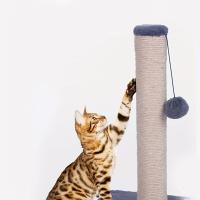 Palo De Afilado Vertical Para Gatos Con Pluma De Pelo Suave Y Sisal Marco De Subida Para Gatos Pequeños Juguete Anti-estrés Duradero Y No Caído - details 6
