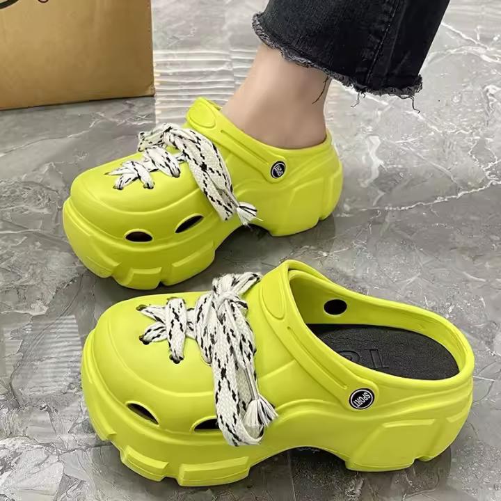 Zapatos de suela gruesa de EVA para mujer zapatillas de tacón alto de 8cm con dibujos animados informales suaves antideslizantes para jardín novedad - 1