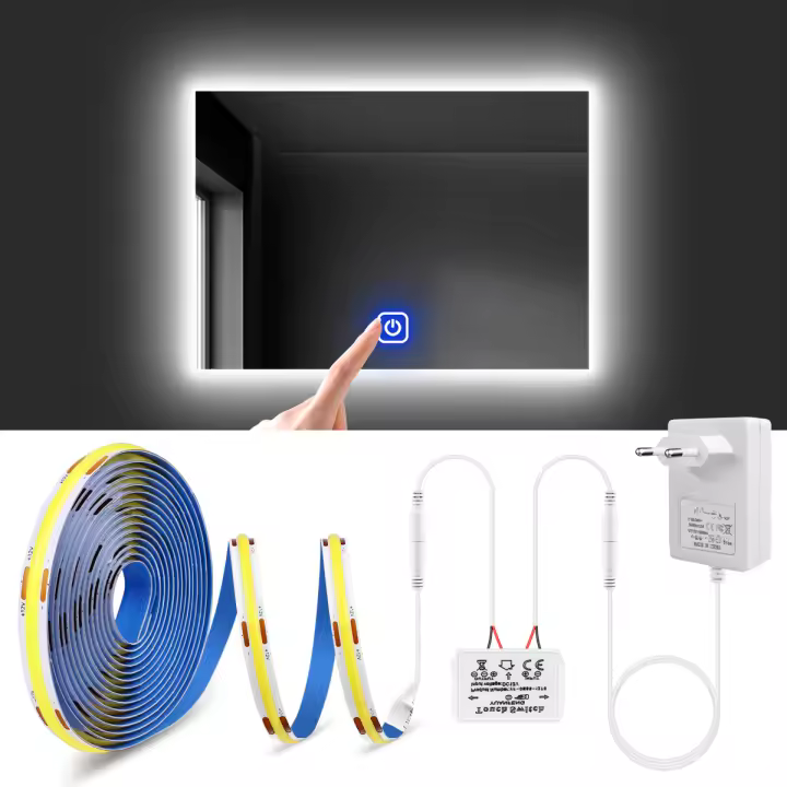 Espejo De Maquillaje Con Luz LED Para Baño Y Mesa De Vestir 12V Luz LED COB Dimmer Sin Etapas Con Cinta Adhesiva - 1