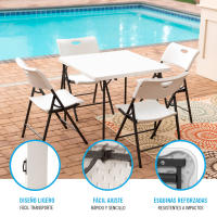 Mesa cuadrada plegable blanco Lifetime 86x86x74 cm - details 2