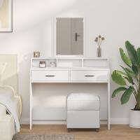 Mesita de tocador vidaXL blanca con cajones 100x41x140 cm - details 0