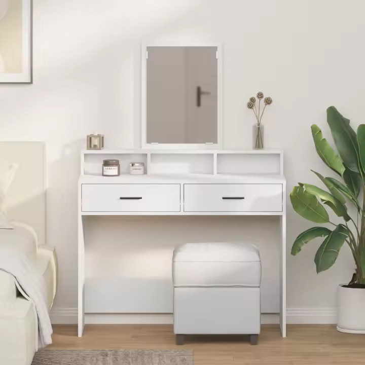 Mesita de tocador vidaXL blanca con cajones 100x41x140 cm - 1