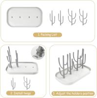 Estante para Secar Biberones de Bebés - Secador Desmontable with Portabotellas para Tetinas de Vidrio (Gris) - details 4