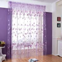 Cortinas De Tulle Florales Tulipán Para Sala De Estar Cocina Dormitorio Verde Transparente Tratamiento De Ventanas Panel De Cortina - details 10