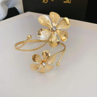 Pulseras De Brazo Superior De Hojas Y Flores De Metal Ajustables Para Mujer Joyería De Mano Accesorios De Regalo Con Salida Hollow out - details 12
