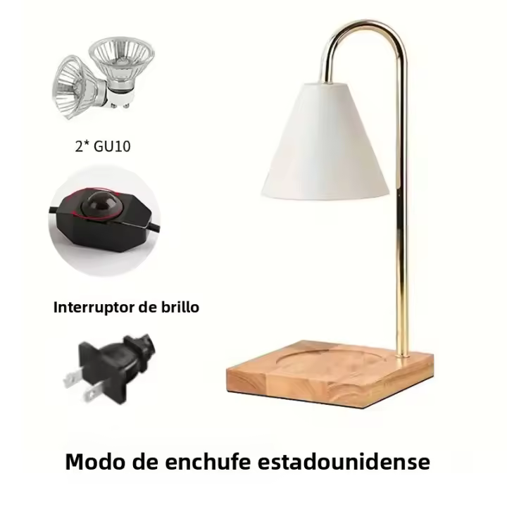 Lámpara De Mesa Calentadora De Velas 1PC Con Base De Madera Luz Dimmable Para Decoración De Habitación Luz De Cera Para El Hogar - 1