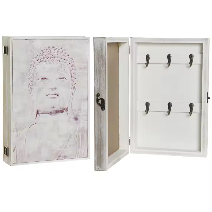 Guardallaves Decorativo para Pared de Madera Caja para Guardar las Llaves con Ganchos Decoración 30x20x6cm Colgador de Llaves Soporte Cuelga Llave Portallaves Con Tapa Estilo Vintage Diseño - 1