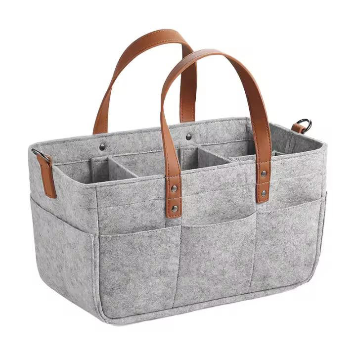 Bolsa Compra de Fieltro con Compartimentos, Bolsa Compra Cesta de la Compra de Fieltro Plegable y VersáTil Bolsa para Botellas para Compras, Picnic, Leña, Juguetes - 1