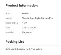 La pantalla de proyección anti-luz WANBO HD, con un ángulo de visualización de 150°, un ángulo de ganancia visual de 30° y un aumento de color de 1.8 veces, formato 16:9 - details 13