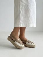 Calzados soraia, Alpargatas de plataforma para mujer con diseño de cintas cruzadas, sandalias de esparto con suela de yute trenzado, calzado casual de lino transpirable, sandalias planas con tira trasera elástica estilo boho. - details 1