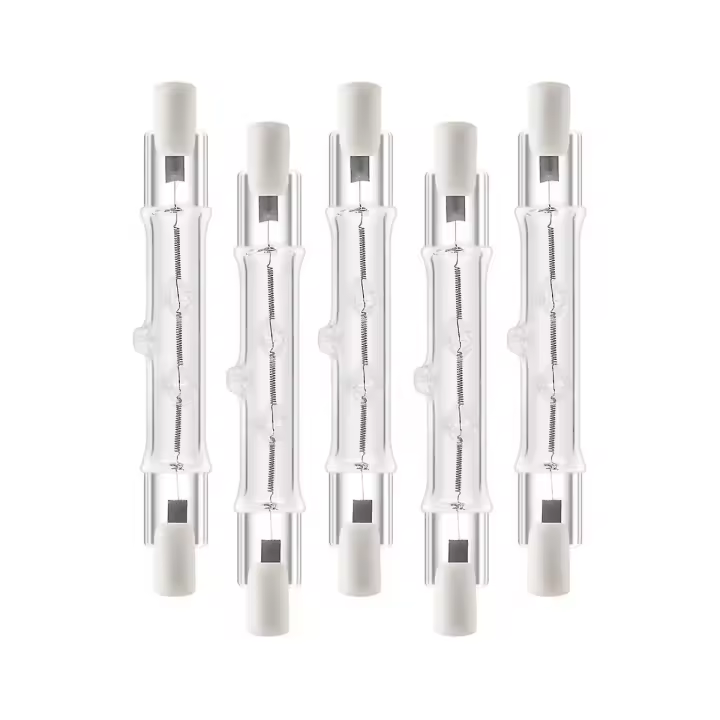 Paquete de 5 bombillas halógenas lineales R7s, J118, 230 V, regulables para Construcción - 1
