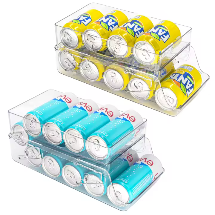 Organizador De Botellas De Refrescos Y Cerveza Automático De 2 Niveles Para Nevera Y Pantry 2 Pack Portacontenedores Para Bebidas - 1