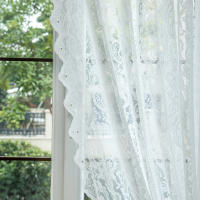 Cortinas De Encaje Vintage Francés Blanco Con Cuentas Y Gasa Para Sala De Estar Y Dormitorio Divisoria De Ventana Curva Estilo Coreano - details 4