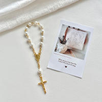 Pulsera De Perla De Vidrio Para Bebé 6/8mm Rosario Mini Cruz Cadena De Dedo Religiosa Regalo Eucarístico Unisex Clásica - details 4