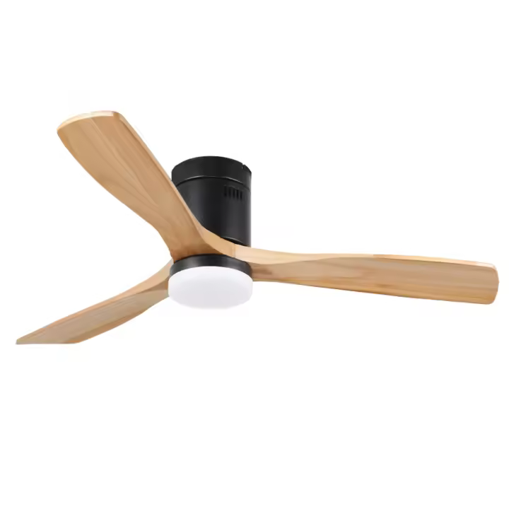 LEDME 40W Led Black Energy Ventilador de techo negro con luz lampara Jocca 3 elegantes aspas de madera, 6 velocidades a seleccionar con giro inverso, una moderna lámpara integrada con 3 intensidades de luz, temporizador, mando a distancia, silencioso - 1
