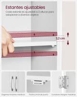 Mueble de Pared para Baño, Armario Colgante con Estantes Ajustables, 30x60x60 cm, Almacenamiento para Baño, Color Blanco Nube - details 4