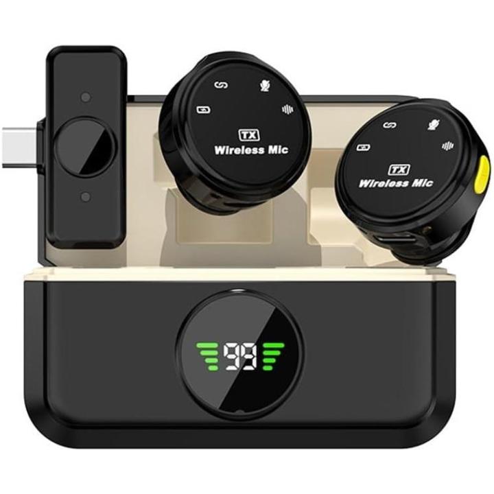 BIT Paquete de 2 micrófonos Lavalier inalámbricos para iPhone 15 y Android, mini