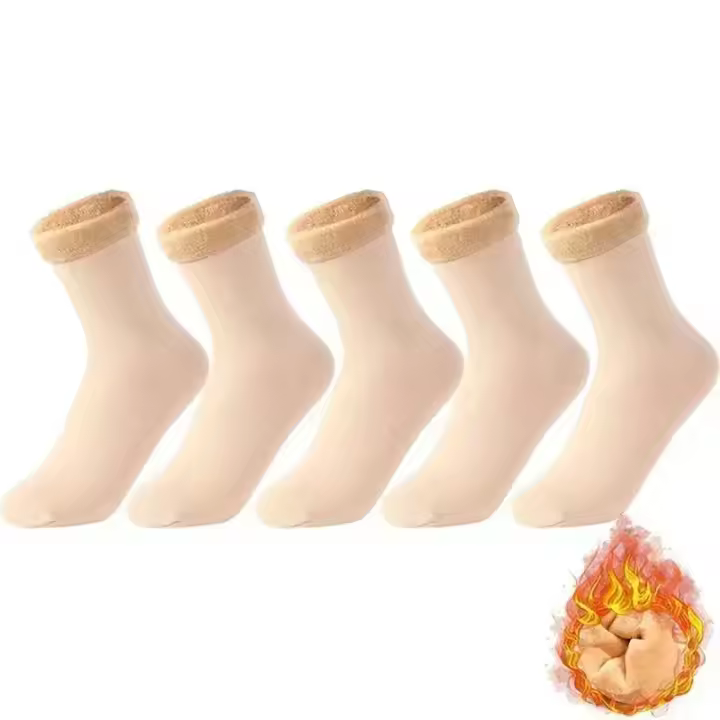 Calcetines De Veludo Grueso Para Invierno 1-5 Pares Calcetines Térmicos De Piso Para Mujer Y Hombre Color Sólido Calcetines De Cashmere - 1