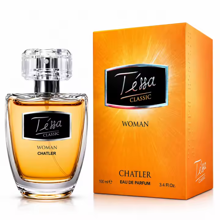 Tessa Classic Woman by Chatler Eau de Parfum 100ml. Fragancia femenina con notas de piña, melocotón y bergamota, combinadas con iris, jazmín y vainilla sobre un fondo cálido de ámbar, almizcle y sándalo. 🚚 Envíos a España 24/48h - 1