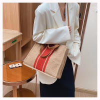 Bolso De Mano De Lona Simple Con Rayas Para Mujer Gran Capacidad Casual Bolso De Hombro Y Cruzado Con Asa Superior - details 16