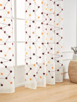 Cortinas Sastre 84 Pulgadas Largo Bordado Línea Con Patrón Redondo Bolsa Faux Lino Semi Sastre Voile Ventana Puerta De Tela - details 1