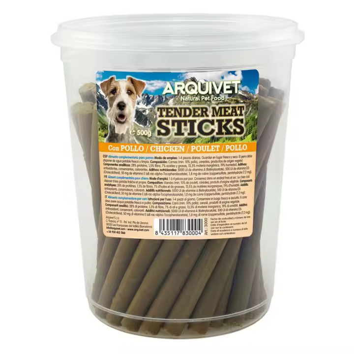 Palitos para Perros de Pollo, 500gr, Snack Dentales para Perros con Pollo, Arquivet Tender Chicken Stick - 1