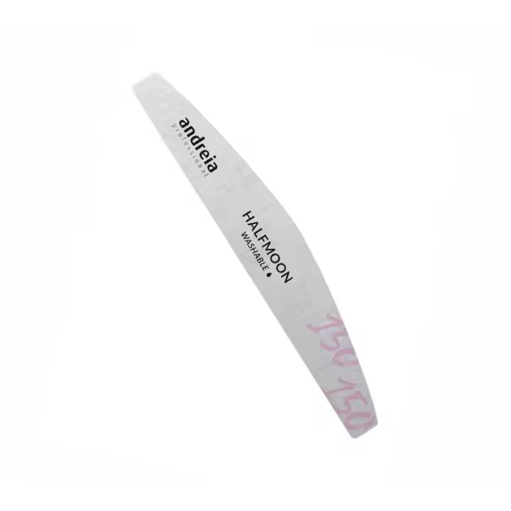 Andreia Professional Halfmoon Washable Pro File 150/150 Lima de Uñas Lavable - Lima Profesional para Manicura con Forma de Media Luna - 1