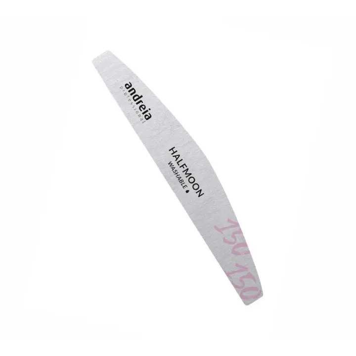 Andreia Professional Halfmoon Washable Pro File 150/150 Lima de Uñas Lavable - Lima Profesional para Manicura con Forma de Media Luna - 1