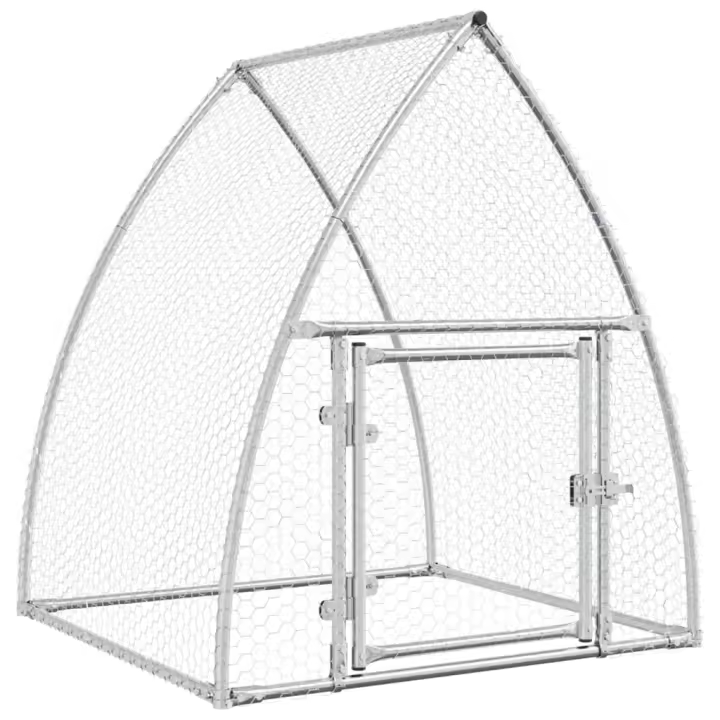 vidaXL Jaula para Gallinas Caseta de Pollos Gallinero Acero Galvanizado Plateado Dimensiones 100 x 105 x 120 cm, 300 x 105 x 120 cm, 600 x 105 x 120 cm - 1