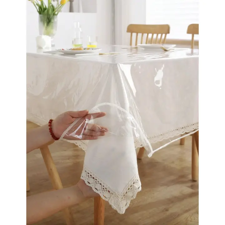 Mantel transparente PVC rectángulo en forma de , impermeable , a prueba de aceite con fácil a limpio - 1