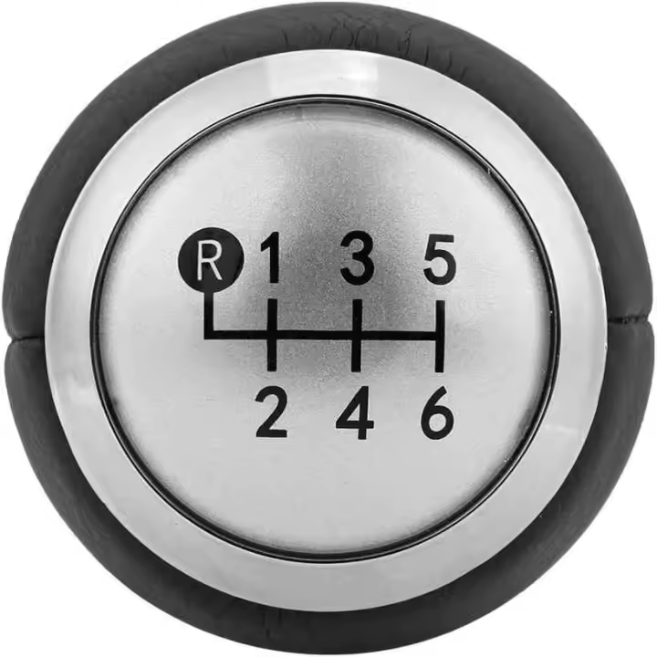 AUTOZOCO Pomo perilla de 6 cambios marcha coche, Palanca de cambios 6+R, compatible con Toyota Corolla, Yaris, Auris, Aygo, Avensis, Corolla, Rav4, Urbano, Diámetro Agujero 13 mm, Plateado - 1