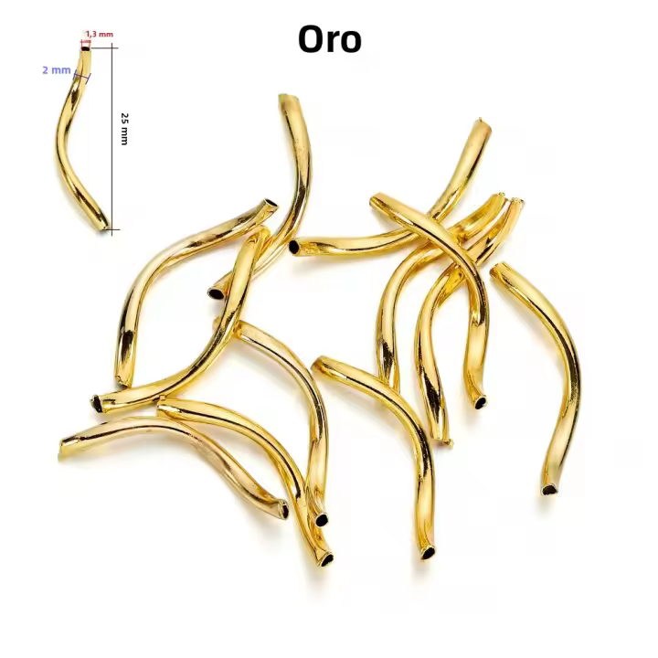 100Pcs/Lot Tubo De Latón Curvado Con Acabado Brillante Y Espaciador Suave Para Pulseras Collares DIY Accesorios De Joyería - 1