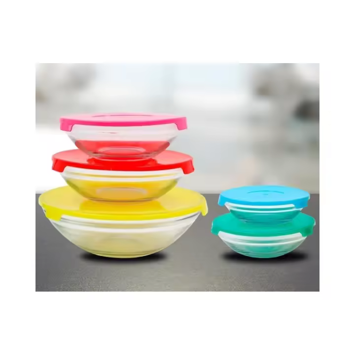 Set de 5 Recipientes de Cristal con Tapaderas Solución de Almacenamiento Completa Descubre un conjunto de recipientes de cristal con tapaderas que ofrece soluciones versátiles de almacenamiento para tu cocina. - 1