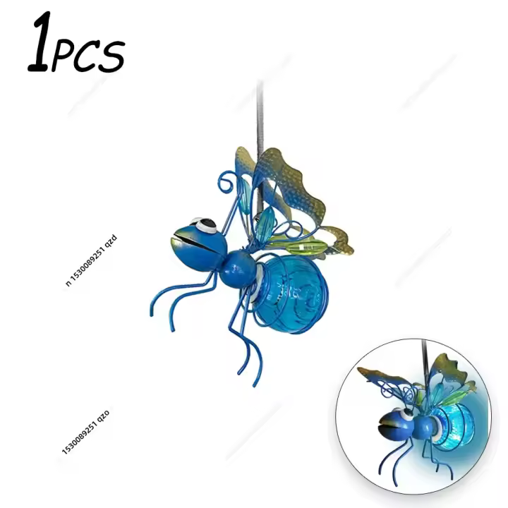 Lámpara De Insectos Voladores Solar Colgante Estatua De Metal Para Jardín Fuente De Luz Exterior Adorno Para Porche Y Jardín - 1