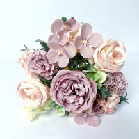Boucle De Paejas Artificiales De Alta Calidad Con 7 Cabezas Rosa Y Azul Para Decoración De Hogar Bodas Fiestas Plantas Falsas Para El Hogar - details 11