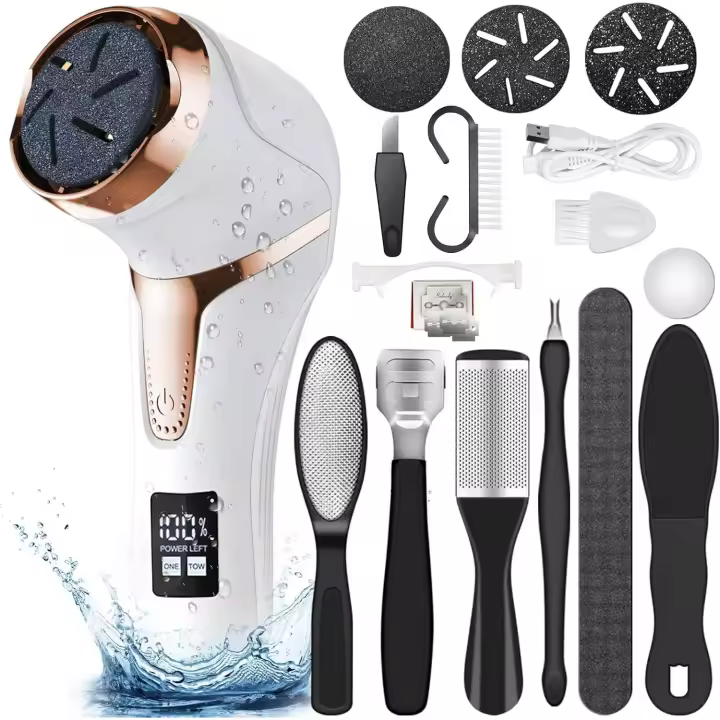 Removedor de callos Eléctrico para pies (Con aspirador de Caspa), de cuarzo, recargable, Lima para pies, Kit profesional para el Curado de los pies, removedor de Pelo Muerta, Pantalla LCD - 1
