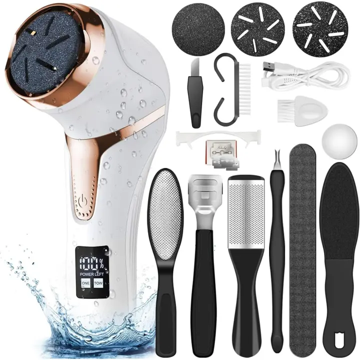 Removedor de callos Eléctrico para pies (Con aspirador de Caspa), de cuarzo, recargable, Lima para pies, Kit profesional para el Curado de los pies, removedor de Pelo Muerta, Pantalla LCD - 1