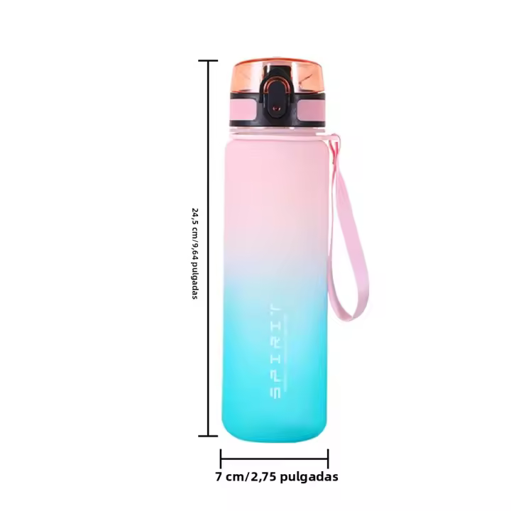 Botella Deportiva De Agua Con Mango 500-1000ml Gradiente Transparente Y Frosted Para Gimnasio Deporte Camping Uso Exterior - 1